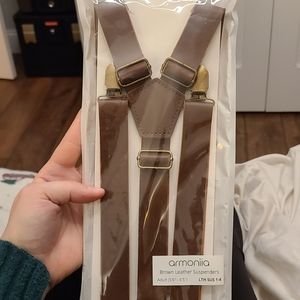 Brown Faux Leather Suspenders